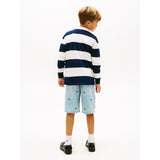 Tommy Hilfiger Dark Night Navy Stripe Th Script Graphic Rugby Polo Ls