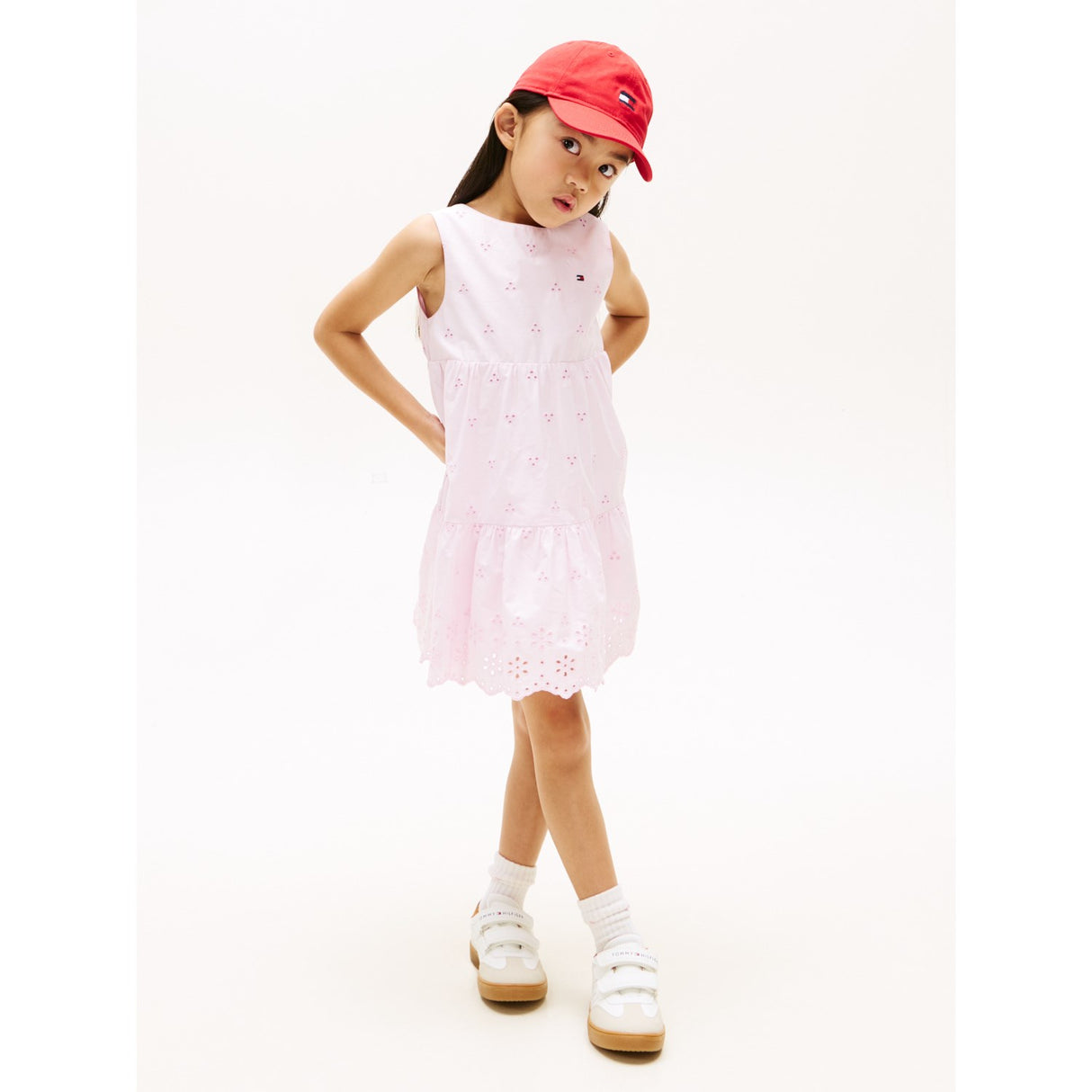 Tommy Hilfiger Pearly Pink Lg Broderie Anglaise Bow Dress