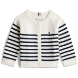 Tommy Hilfiger Ivory Silk Stripes Essential Regular Cardigan Ls