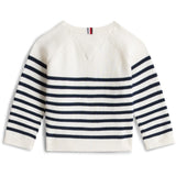 Tommy Hilfiger Ivory Silk Stripes Essential Regular Cardigan Ls