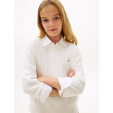 Tommy Hilfiger Ivory Silk Pointelle Cable Sweater