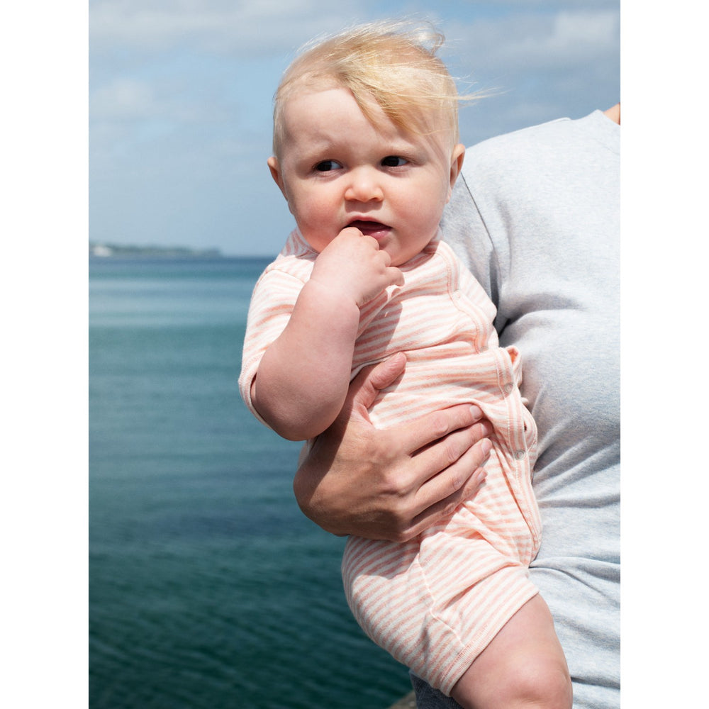 Serendipity Coral/Offwhite Baby Short Suit Stripe