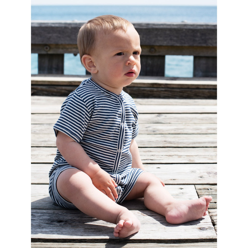 Serendipity Navy/Offwhite Baby Short Suit Stripe