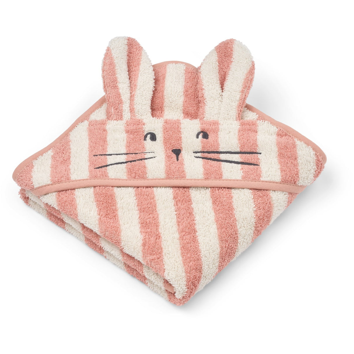 LIEWOOD Coral Blush / Creme De La Creme Stripe Albert Hooded Towel