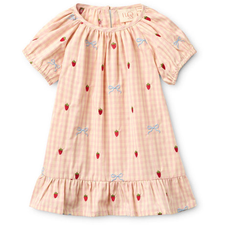 Flöss Berry/bow Gingham Dolly Bow Dress
