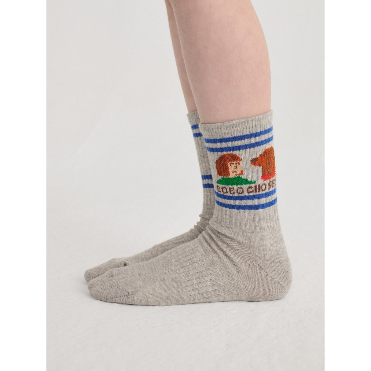 Bobo Choses Heather Grey Friends In A Pickle Short Socks
