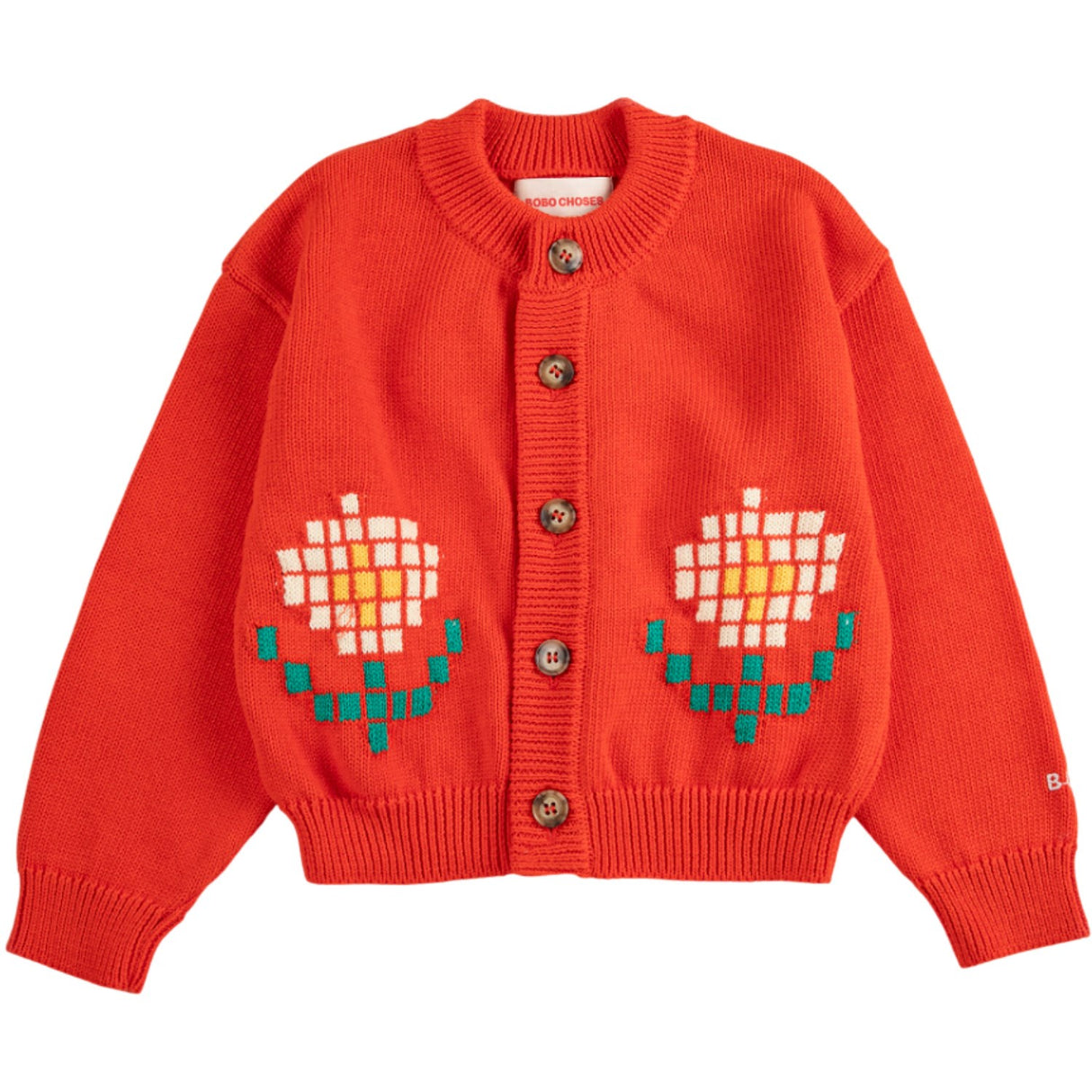 Bobo Choses Red Pixel Daisy Cardigan