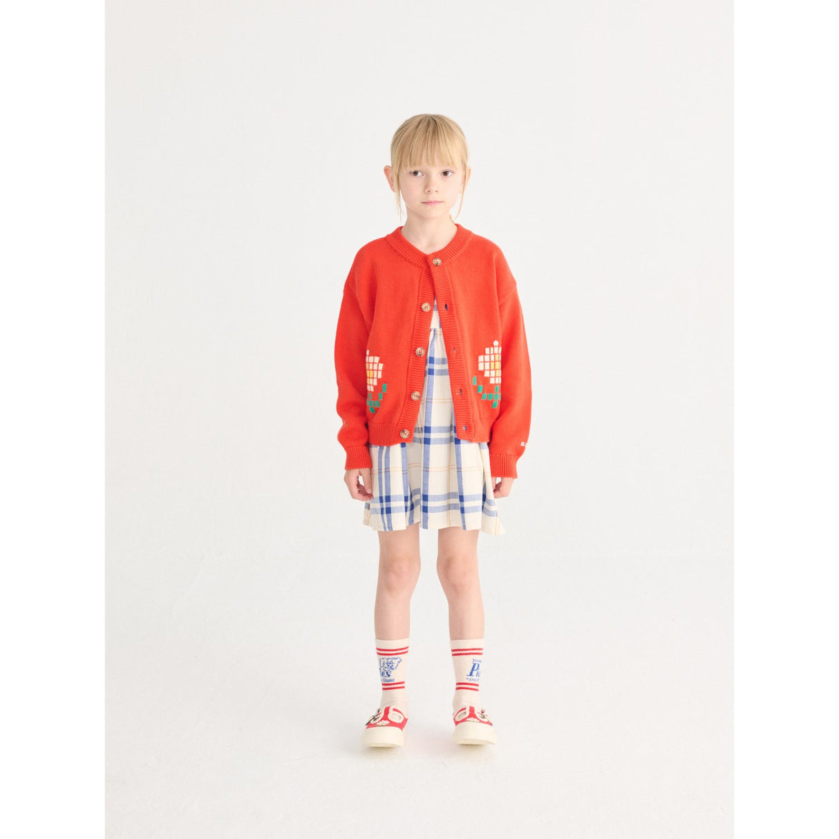 Bobo Choses Red Pixel Daisy Cardigan