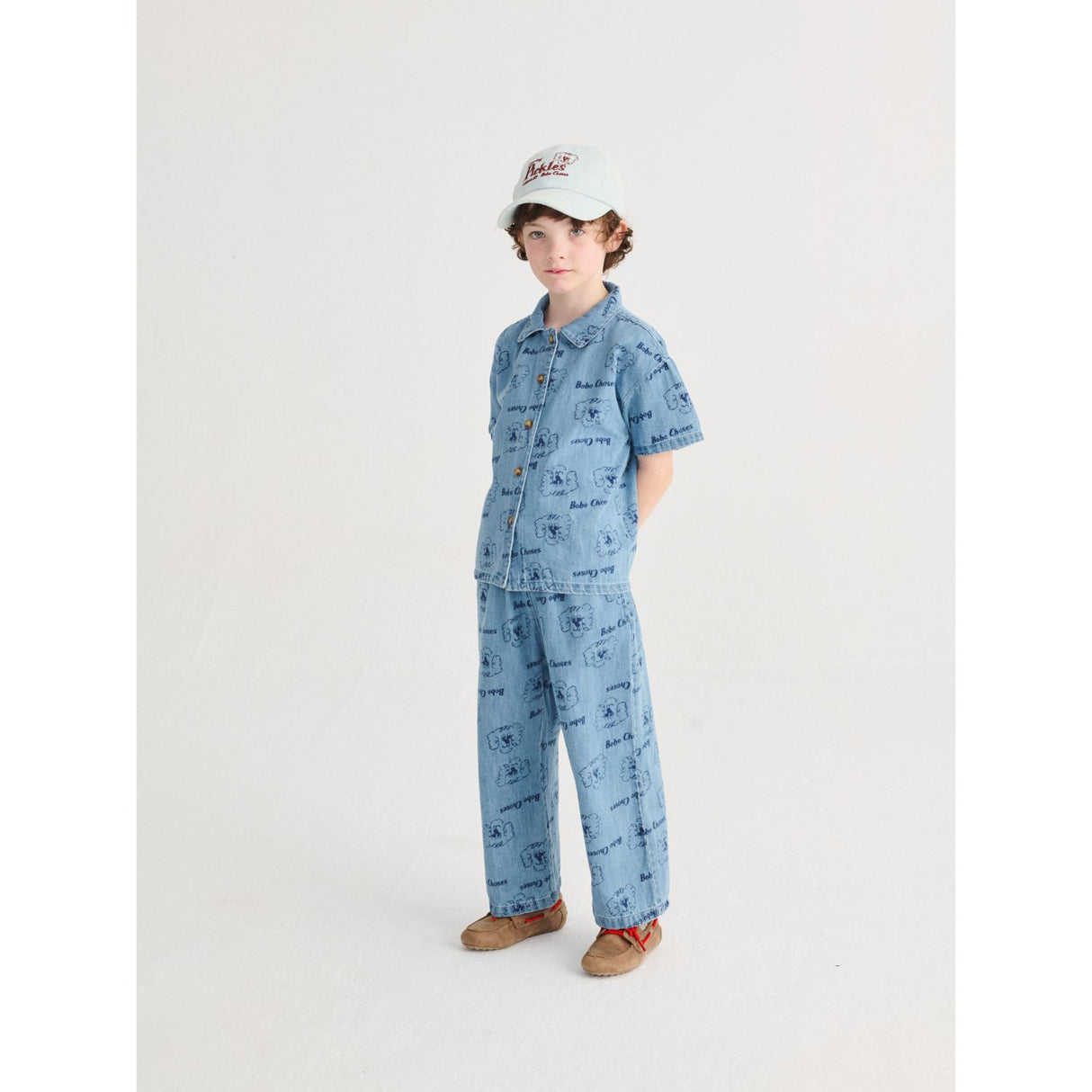 Bobo Choses Prussian Blue Pickles The Dog All Over Light Denim Pants