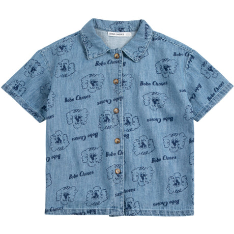 Bobo Choses Prussian Blue Pickle The Dog All Over Denim Shirt