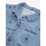 Bobo Choses Prussian Blue Pickle The Dog All Over Denim Shirt