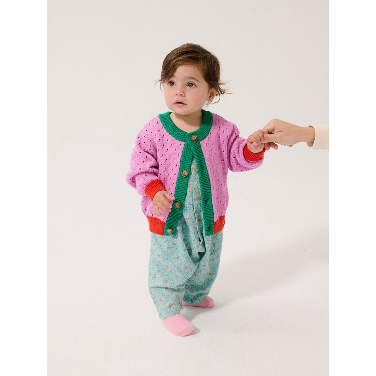 Bobo Choses Multicolor Color Block Open Work Cardigan