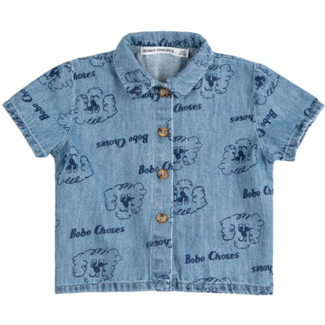 Bobo Choses Light Blue Pickles The Dog All Over Denim Shirt
