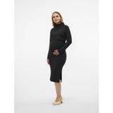 Mama;licious Black Mlsuniva June Ls Knit Midi Dress 2F Noos