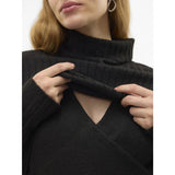 Mama;licious Black Mlsuniva June Ls Knit Midi Dress 2F Noos