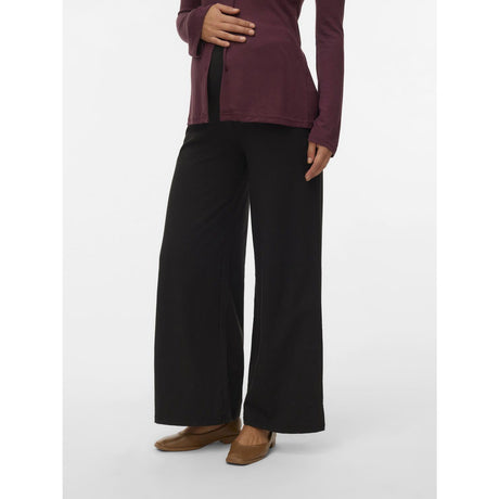 Mama;licious Black Mlamila Wide Jrs Pants Hw Noos