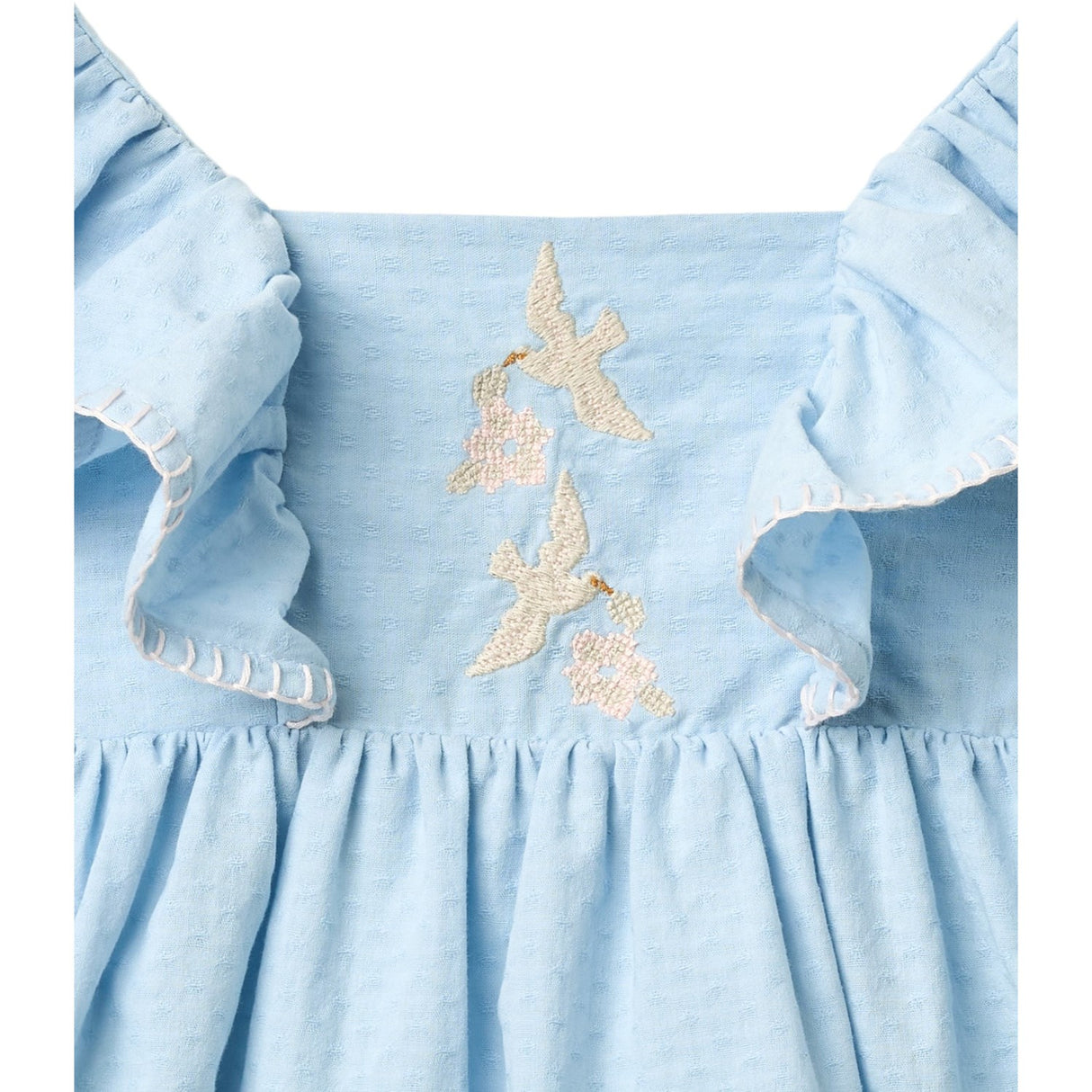 COPENHAGEN COLORS Lt. Blue Comb. Dress W. Frill & Emb.