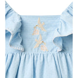 COPENHAGEN COLORS Lt. Blue Comb. Dress W. Frill & Emb.