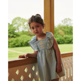 COPENHAGEN COLORS Lt. Blue Comb. Dress W. Frill & Emb.