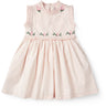 COPENHAGEN COLORS Dusty Rose W Cream Stripe Seersucker Dress W. Ruffles And Emb.