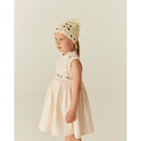 COPENHAGEN COLORS Dusty Rose W Cream Stripe Seersucker Dress W. Ruffles And Emb.