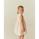 COPENHAGEN COLORS Dusty Rose W Cream Stripe Seersucker Dress W. Ruffles And Emb.