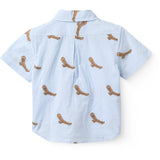 COPENHAGEN COLORS Sky Blue W Cream Stripe Seersucker Shirt W. Emb