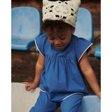 COPENHAGEN COLORS Ocean Blue Comb. Blouse W. Contrast Piping