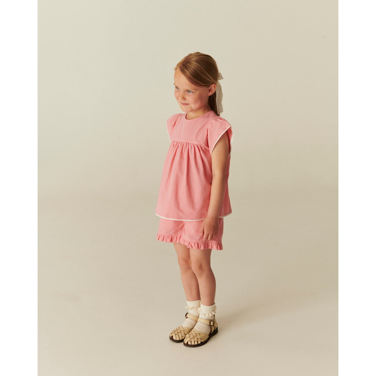 COPENHAGEN COLORS Pink Comb. Blouse W. Contrast Piping