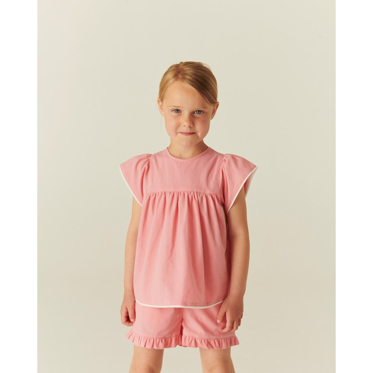 COPENHAGEN COLORS Pink Comb. Blouse W. Contrast Piping