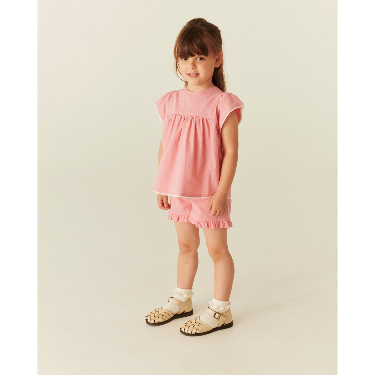 COPENHAGEN COLORS Pink Comb. Blouse W. Contrast Piping