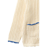 COPENHAGEN COLORS Cream W Ocean Blue Crochet Ls Cardigan