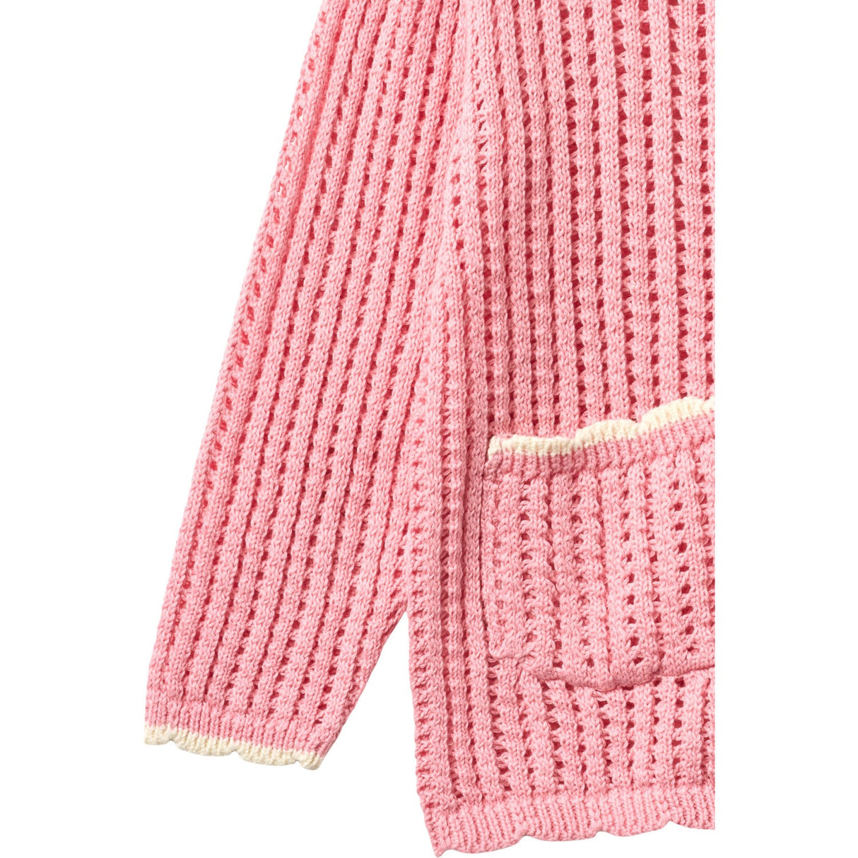 COPENHAGEN COLORS Pink W Cream Crochet Ls Cardigan