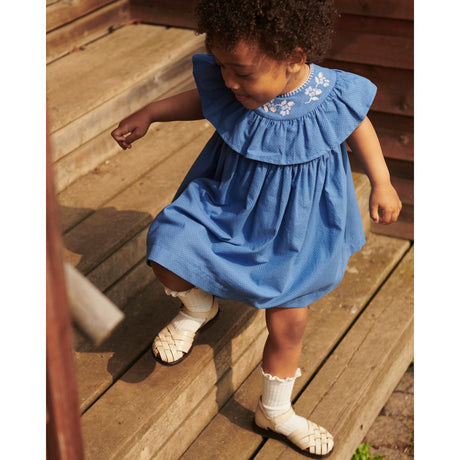 COPENHAGEN COLORS Ocean Blue Comb. Frill Dress W. Deco Edge