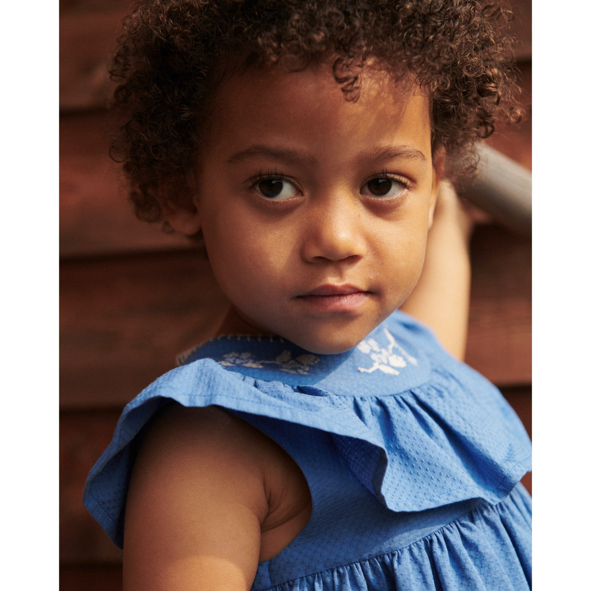 COPENHAGEN COLORS Ocean Blue Comb. Frill Dress W. Deco Edge