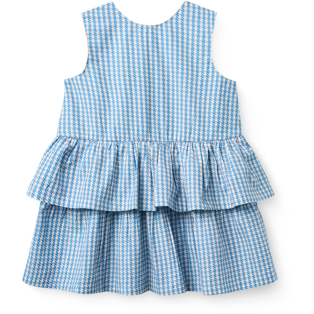 COPENHAGEN COLORS Blue Houndstooth Mini Houndstooth Dress W. Bow
