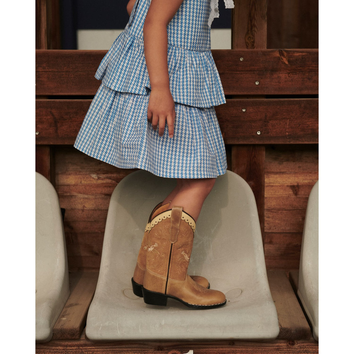 COPENHAGEN COLORS Blue Houndstooth Mini Houndstooth Dress W. Bow