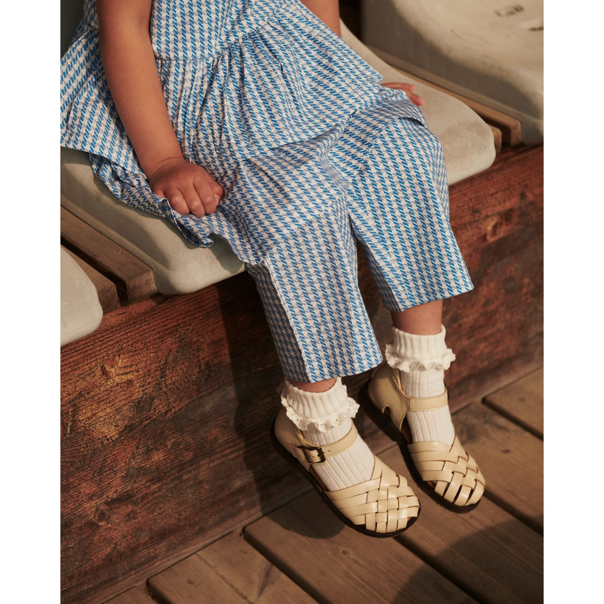 COPENHAGEN COLORS Blue Houndstooth Mini Houndstooth Pants