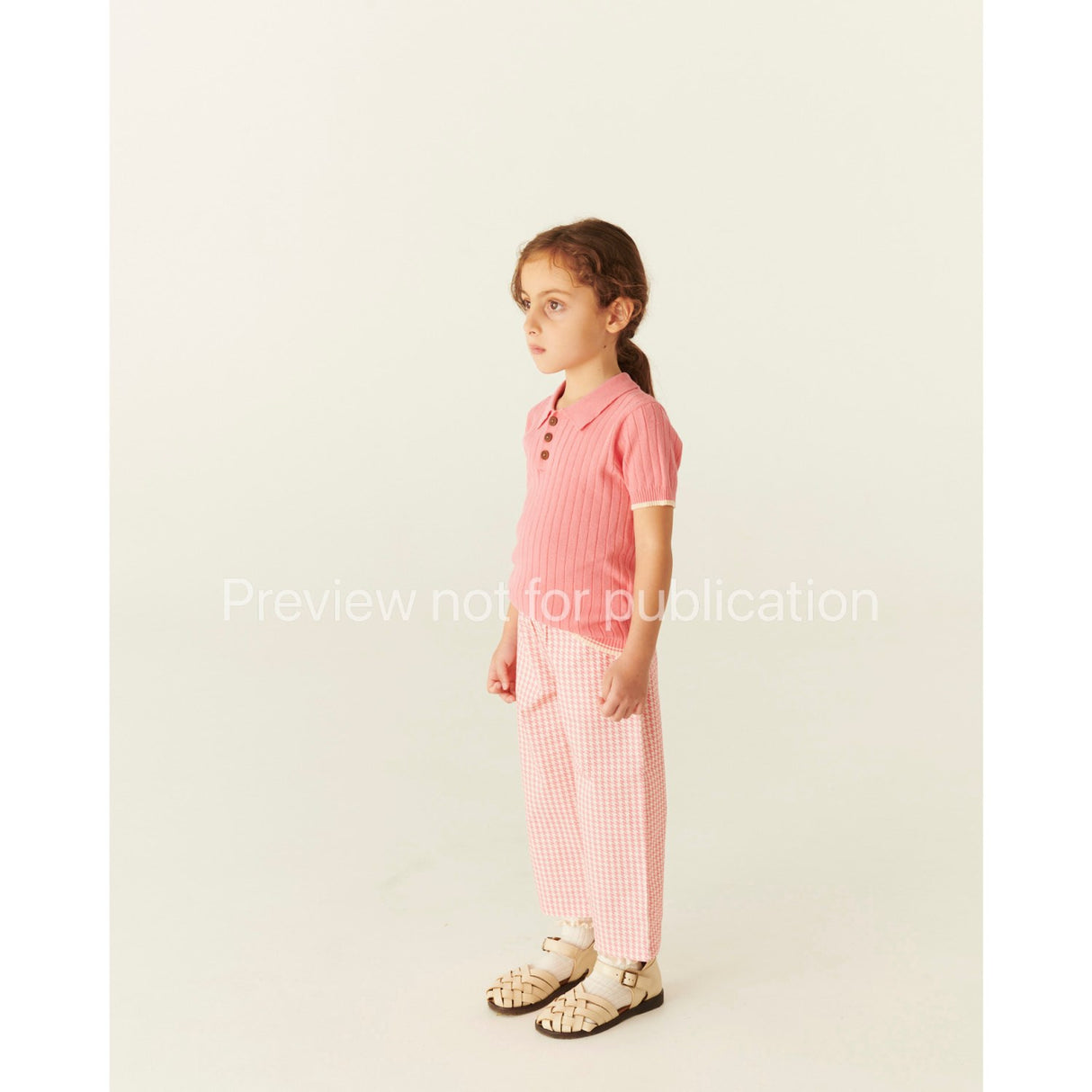 COPENHAGEN COLORS Pink Houndstooth Mini Houndstooth Pants