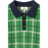 COPENHAGEN COLORS Green Comb. Knitted Checkered Polo