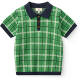 COPENHAGEN COLORS Green Comb. Knitted Checkered Polo