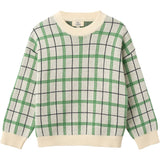 COPENHAGEN COLORS Green Comb. Knitted Jacquard Check Blouse