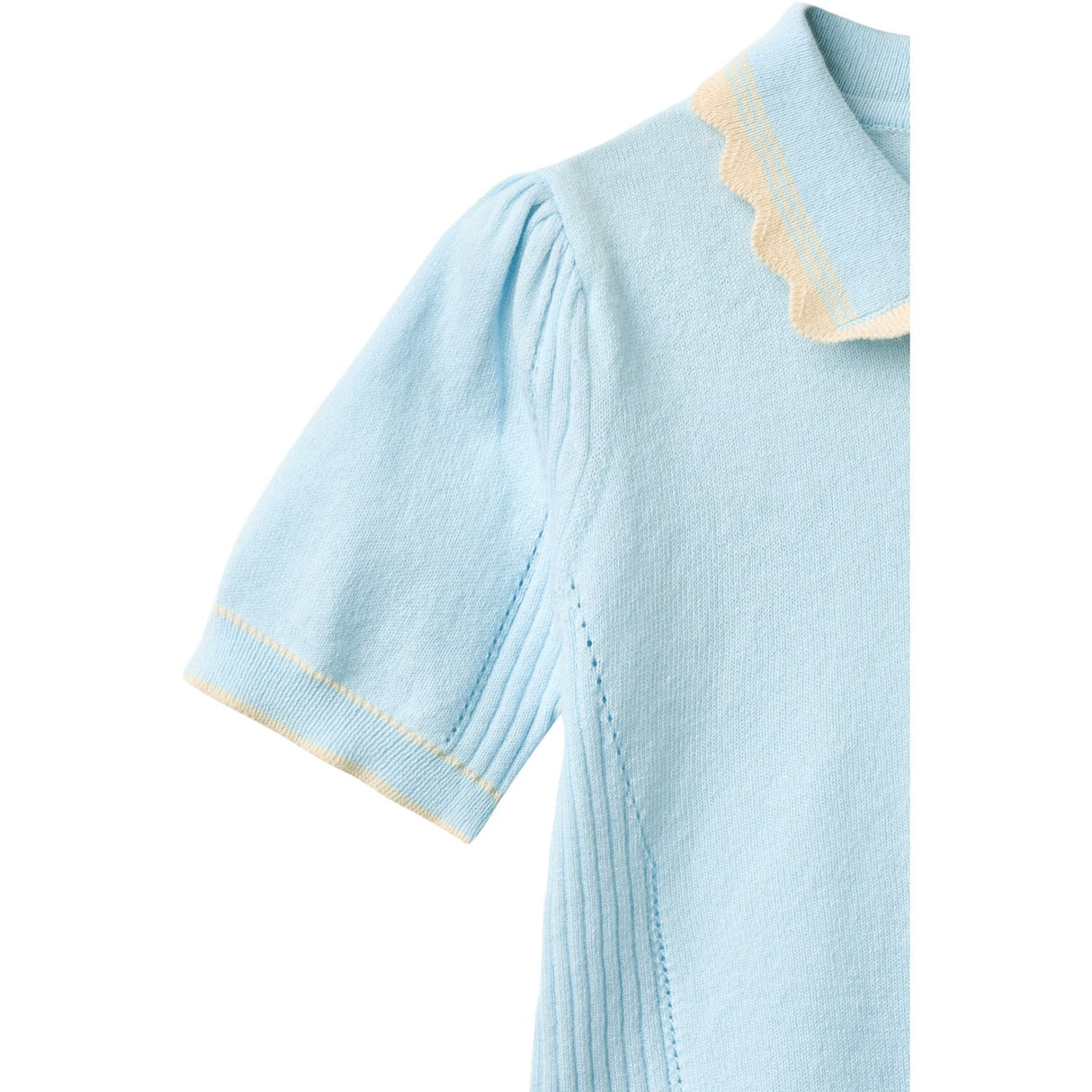COPENHAGEN COLORS Ice Blue/Cream Comb. Knitted Peplum Blouse