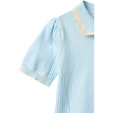 COPENHAGEN COLORS Ice Blue/Cream Comb. Knitted Peplum Blouse