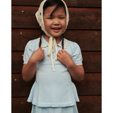 COPENHAGEN COLORS Ice Blue/Cream Comb. Knitted Peplum Blouse