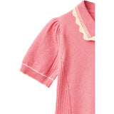 COPENHAGEN COLORS Pink Comb. Knitted Peplum Blouse