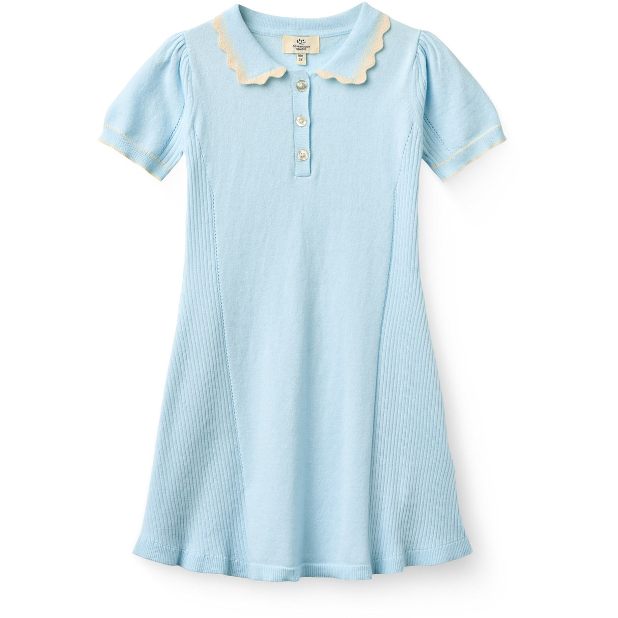 COPENHAGEN COLORS Ice Blue Comb Knitted Peplum Dress