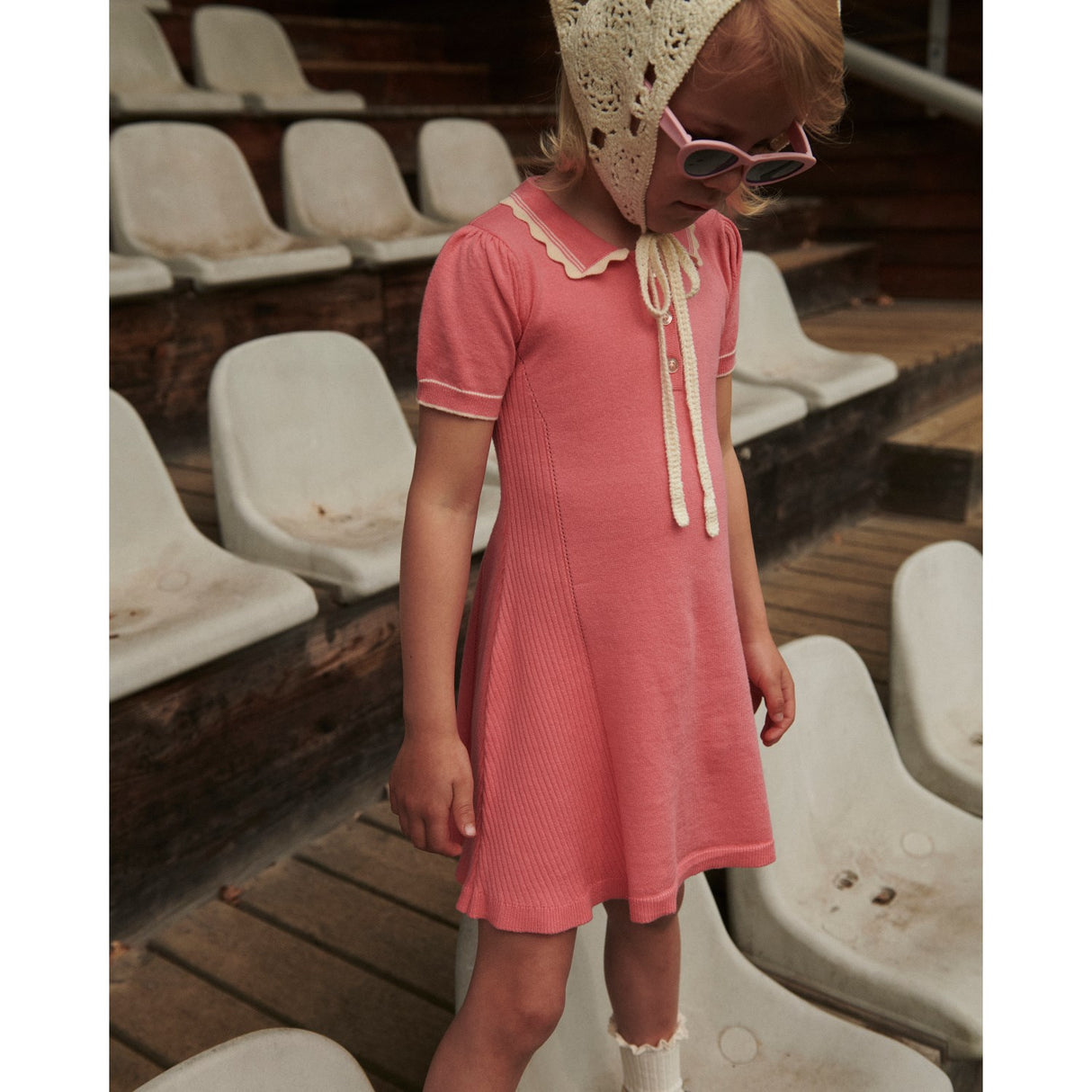 COPENHAGEN COLORS Pink Comb. Knitted Peplum Dress