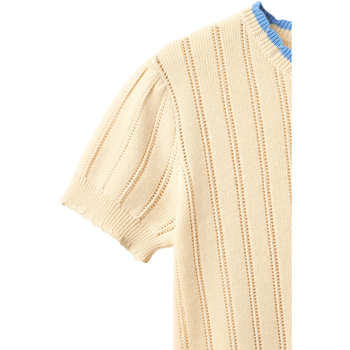 COPENHAGEN COLORS Cream Knitted Pointelle Ss Blouse