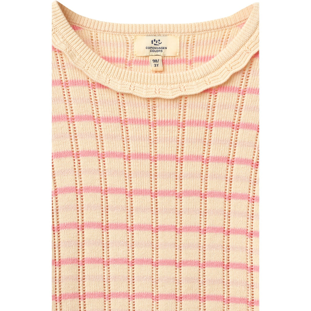 COPENHAGEN COLORS Pink Comb. Knitted Stripe Pointelle Ls Blouse